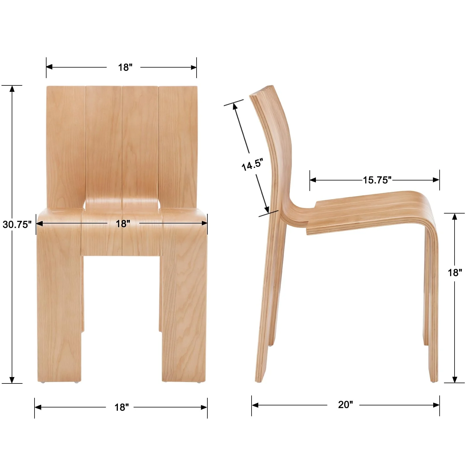 Wood Dining Chairs Set of 2 - 6683DC - Image 6