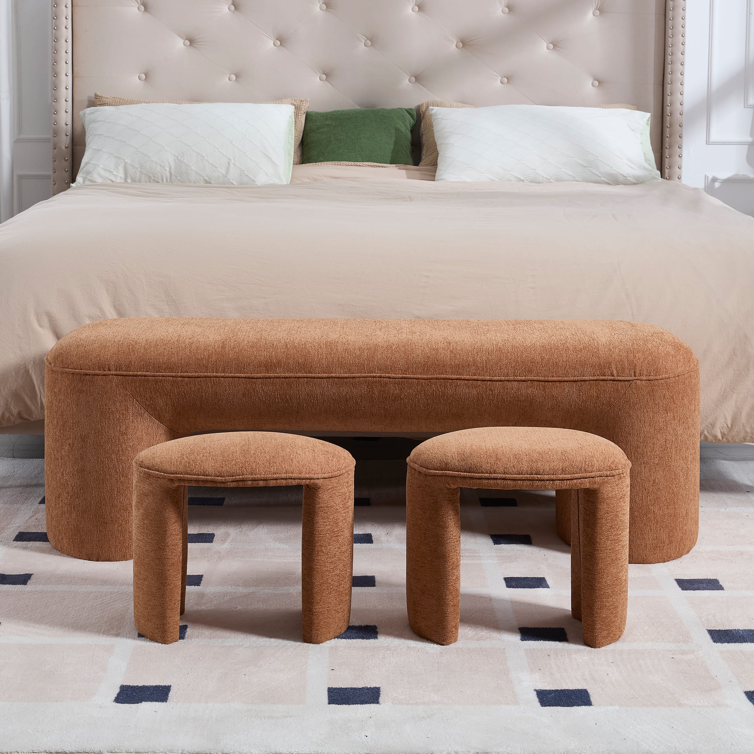53"W Bedroom Bench with 2 Small Stools - 2653BH - Image 28