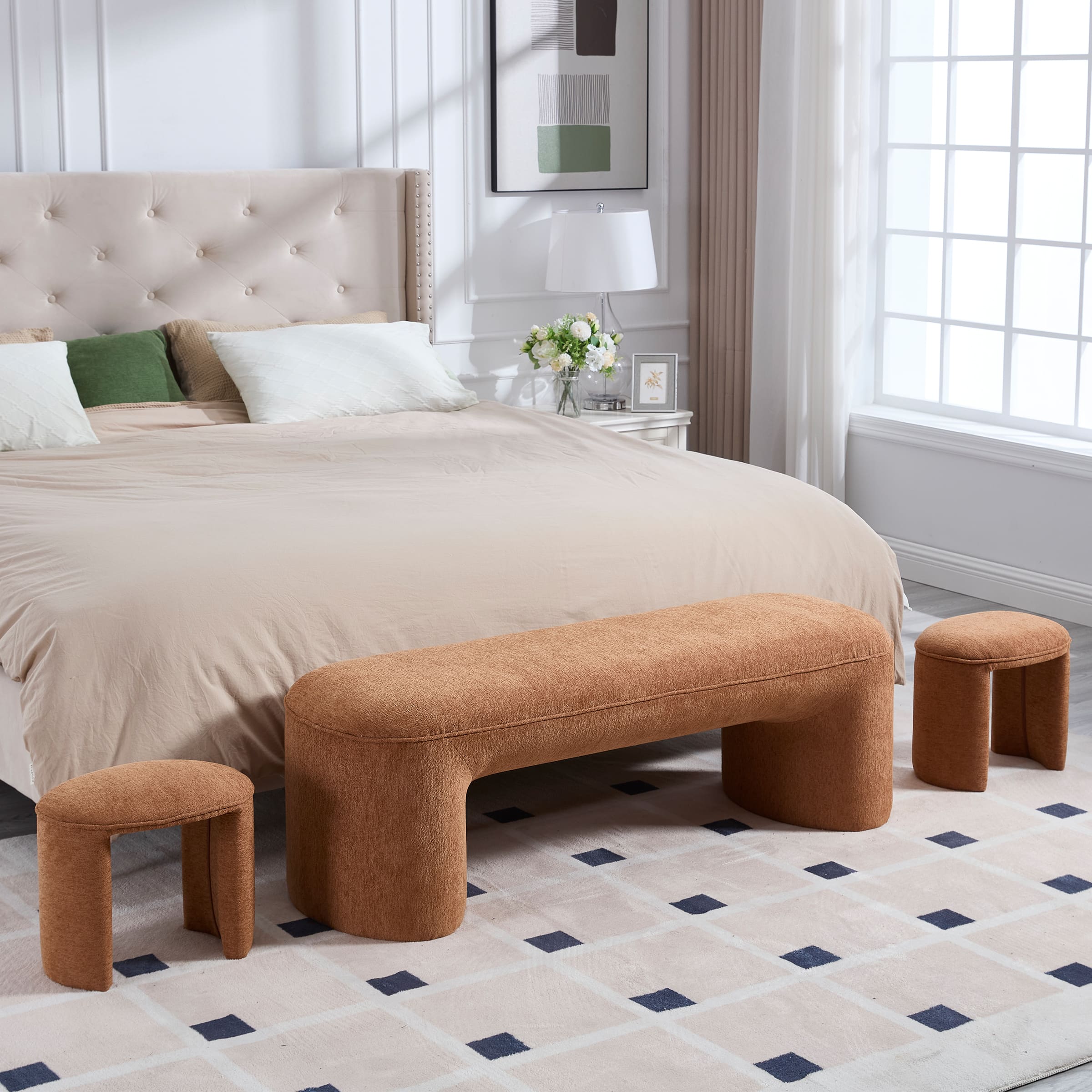 53"W Bedroom Bench with 2 Small Stools - 2653BH - Image 29