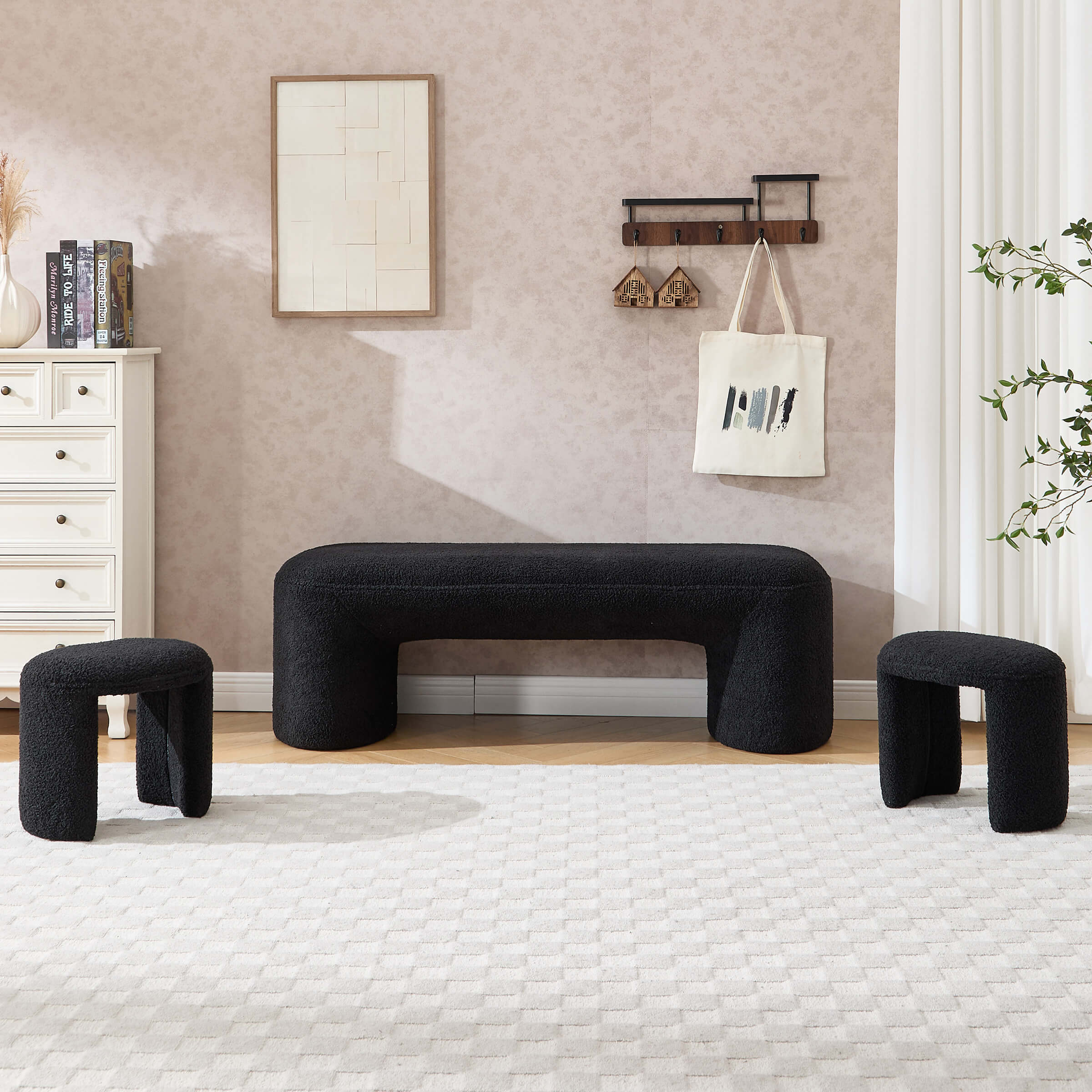 53"W Bedroom Bench with 2 Small Stools - 2653BH - Image 40