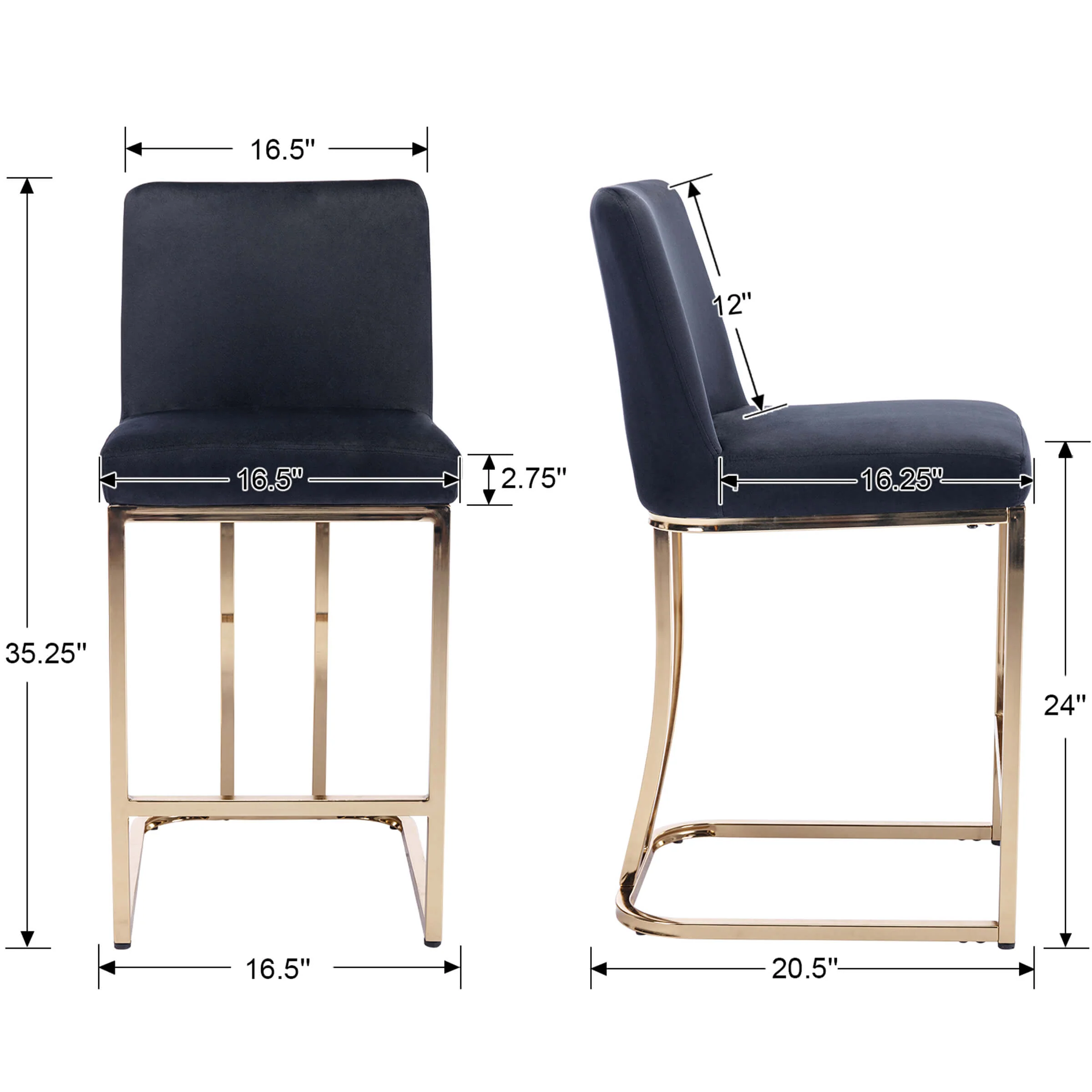 24"H Metal Legs Counter Height Bar Stools Set of 2 - 2956CS - Image 7