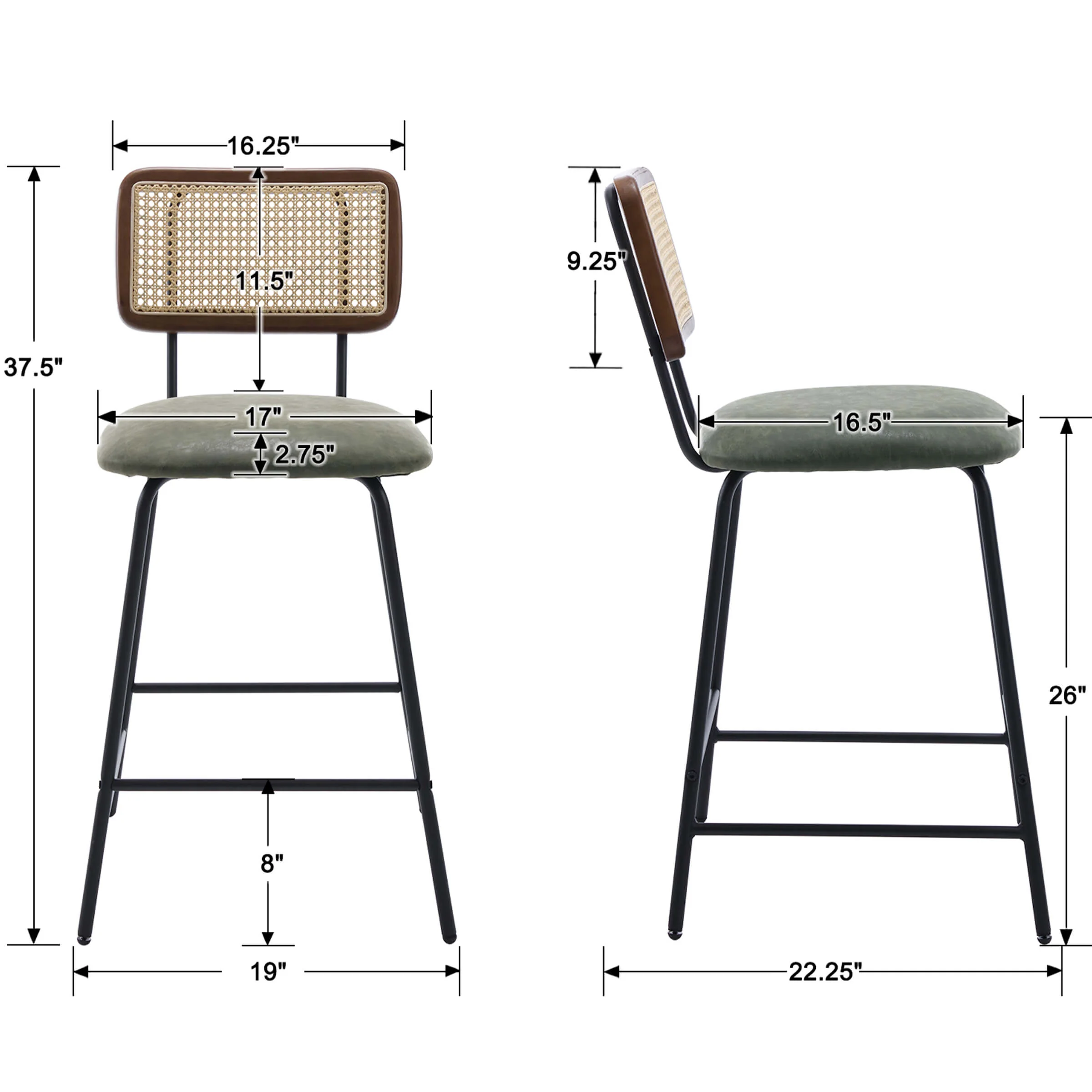 26'' Modern Rattan Counter Stools Set of 2 - 5348CS - Image 16