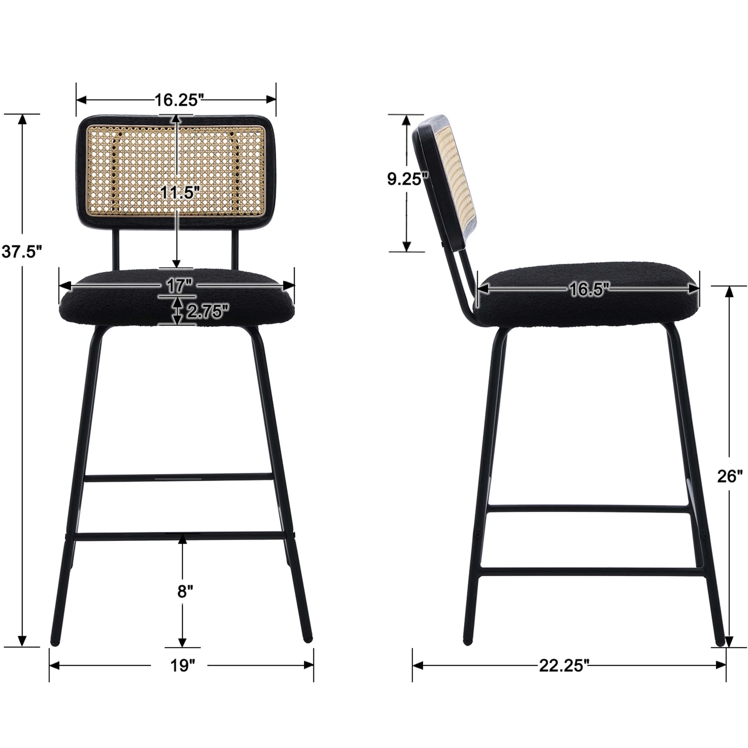 26'' Modern Rattan Counter Stools Set of 2 - 5348CS - Image 8