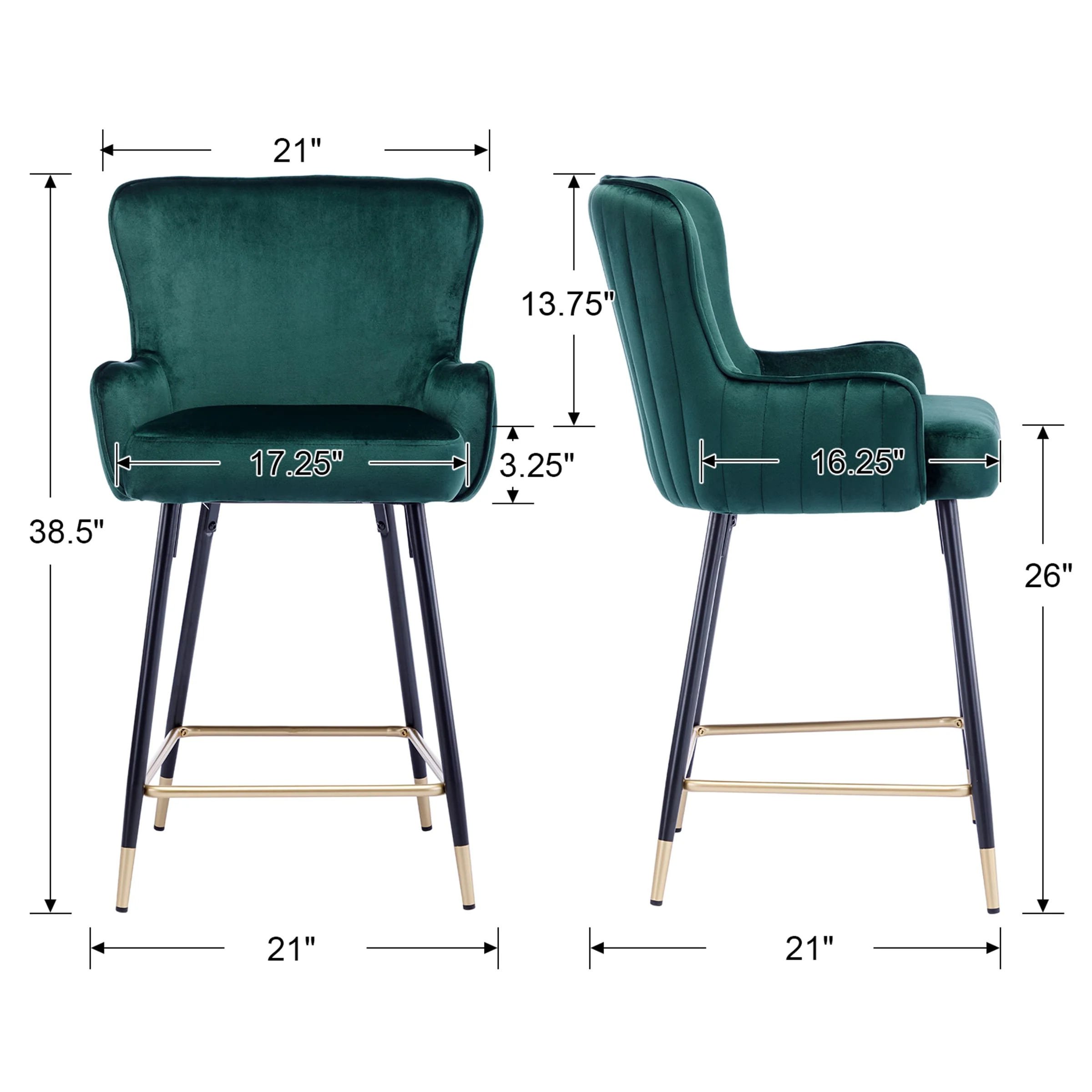 26"H & 30”H Wing Back Counter & Bar Stools Set of 2 - 80034 - Image 17
