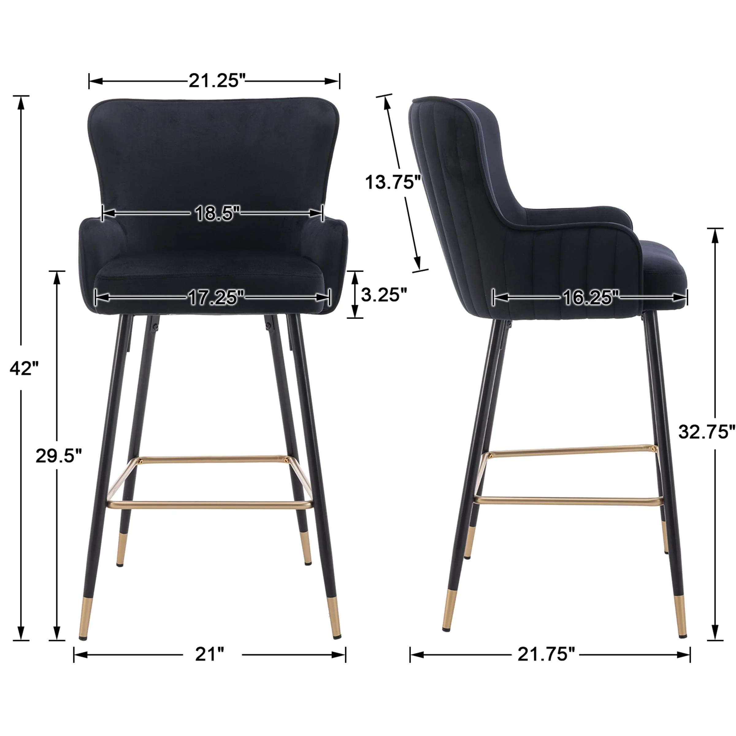 26"H & 30”H Wing Back Counter & Bar Stools Set of 2 - 80034 - Image 21