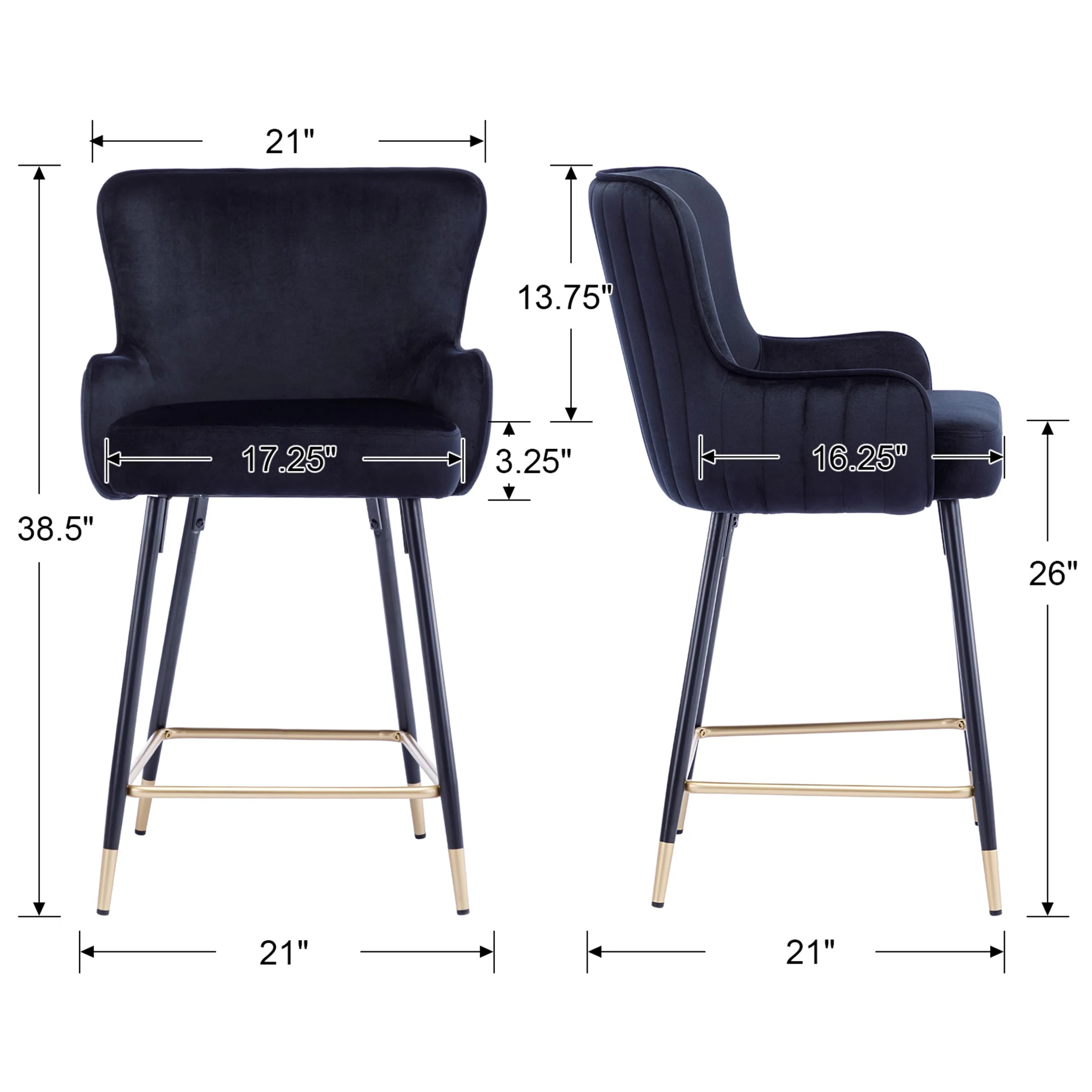 26"H & 30”H Wing Back Counter & Bar Stools Set of 2 - 80034 - Image 9