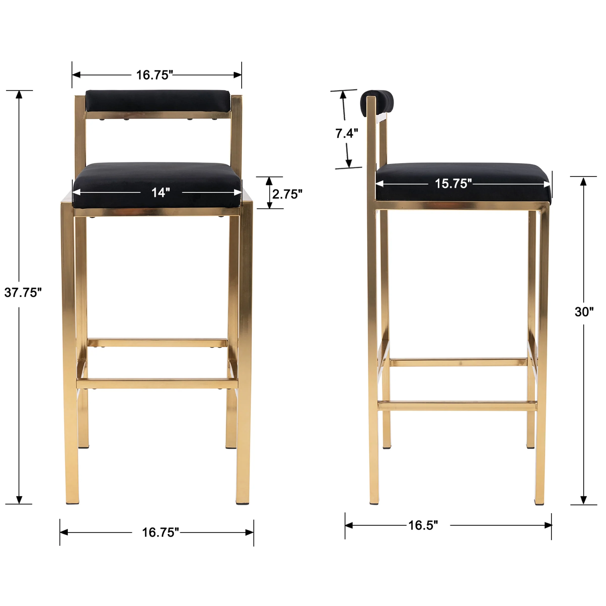 30"H Low Back Bar Stools Set of 2 - 5300BS - Image 8