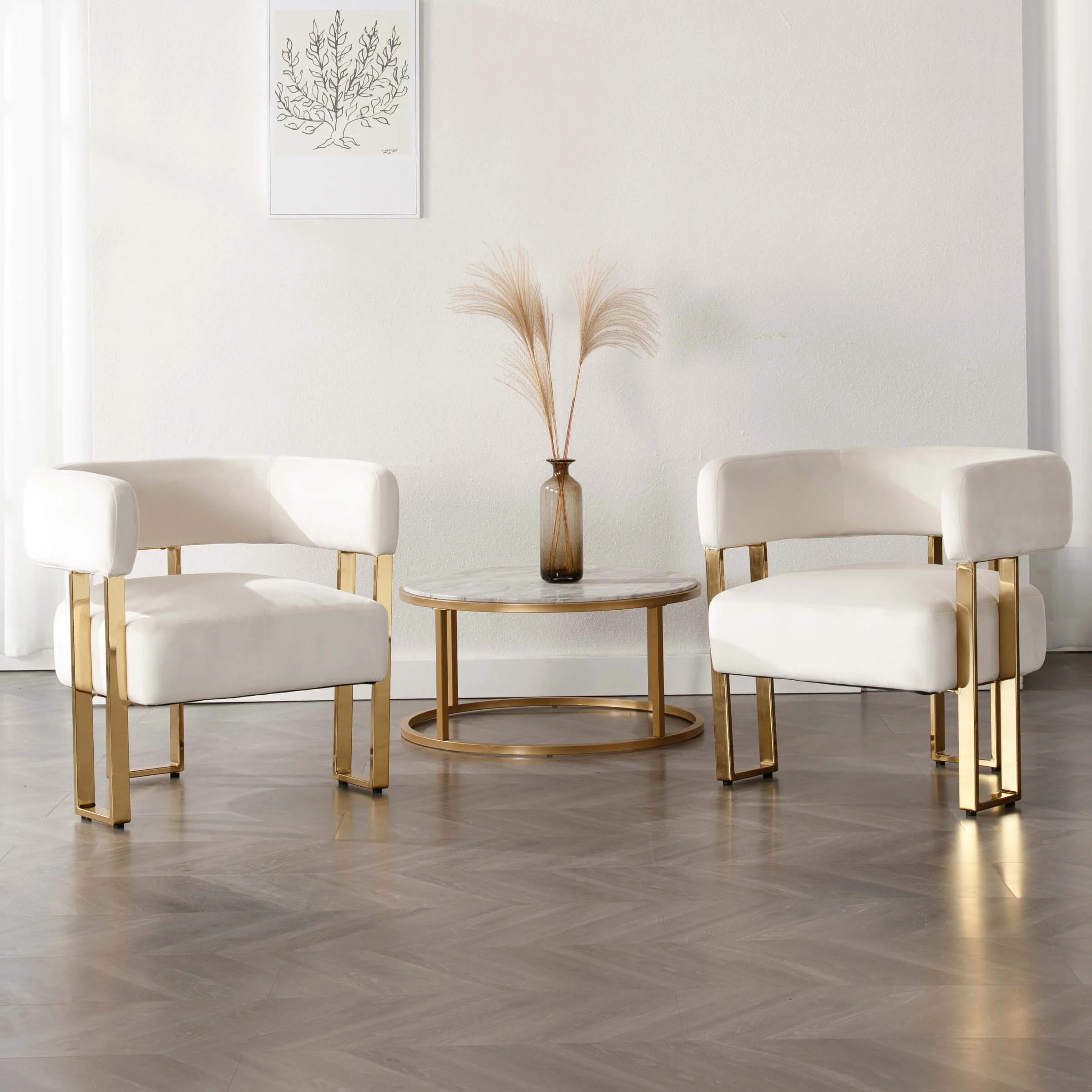 Barrel Chair with Gold Metal Legs 1 PCS - 72005AC - Image 21