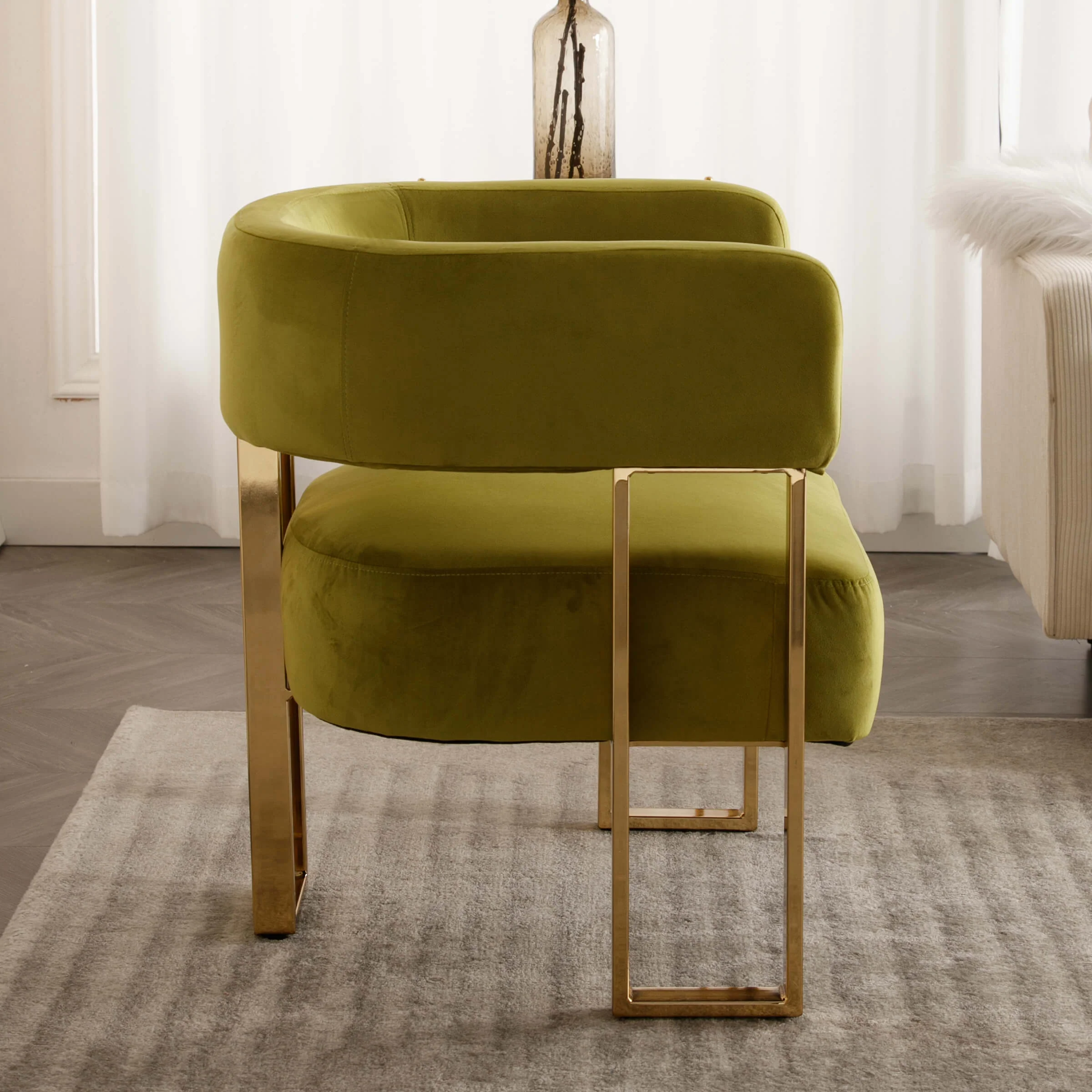 Barrel Chair with Gold Metal Legs 1 PCS - 72005AC - Image 3