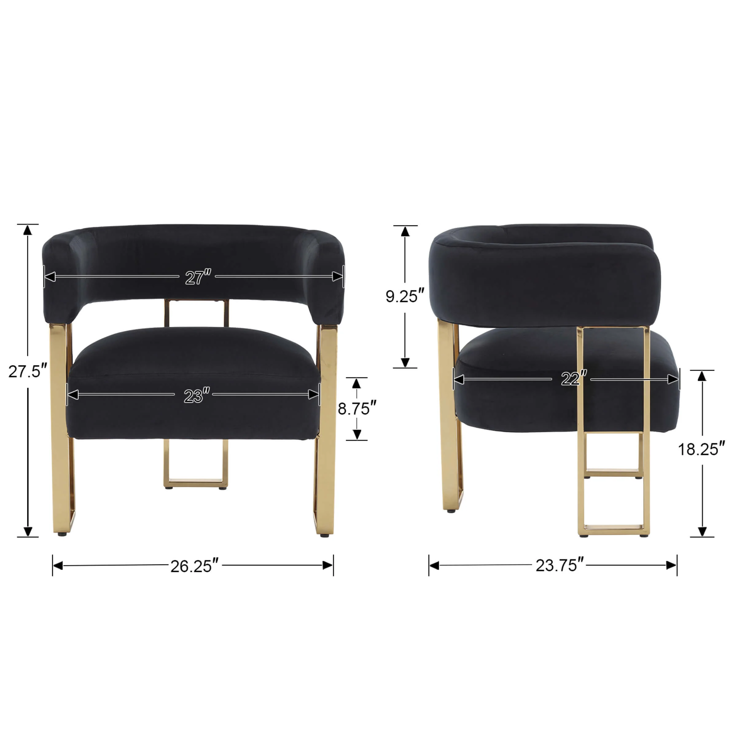Barrel Chair with Gold Metal Legs 1 PCS - 72005AC - Image 35