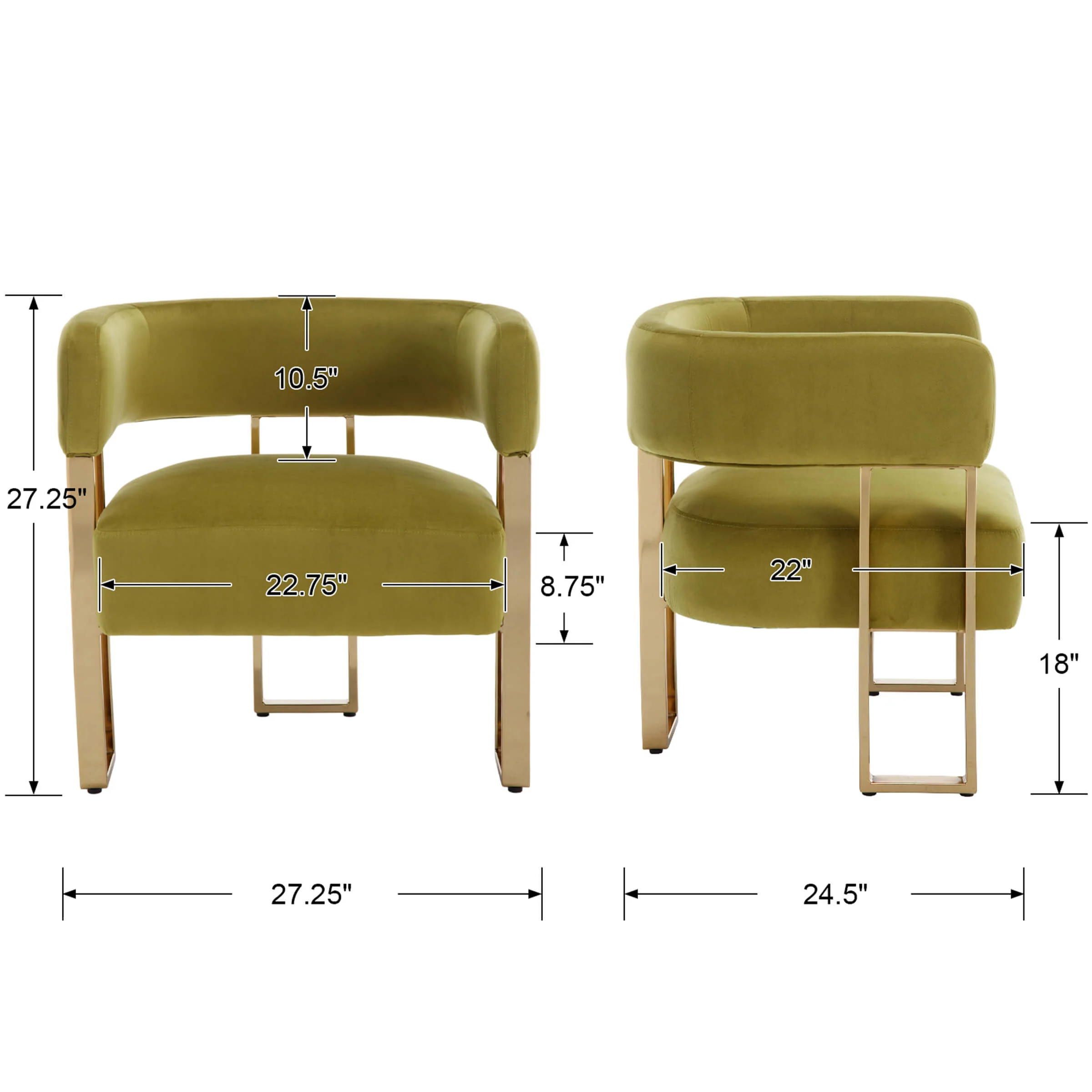 Barrel Chair with Gold Metal Legs 1 PCS - 72005AC - Image 9