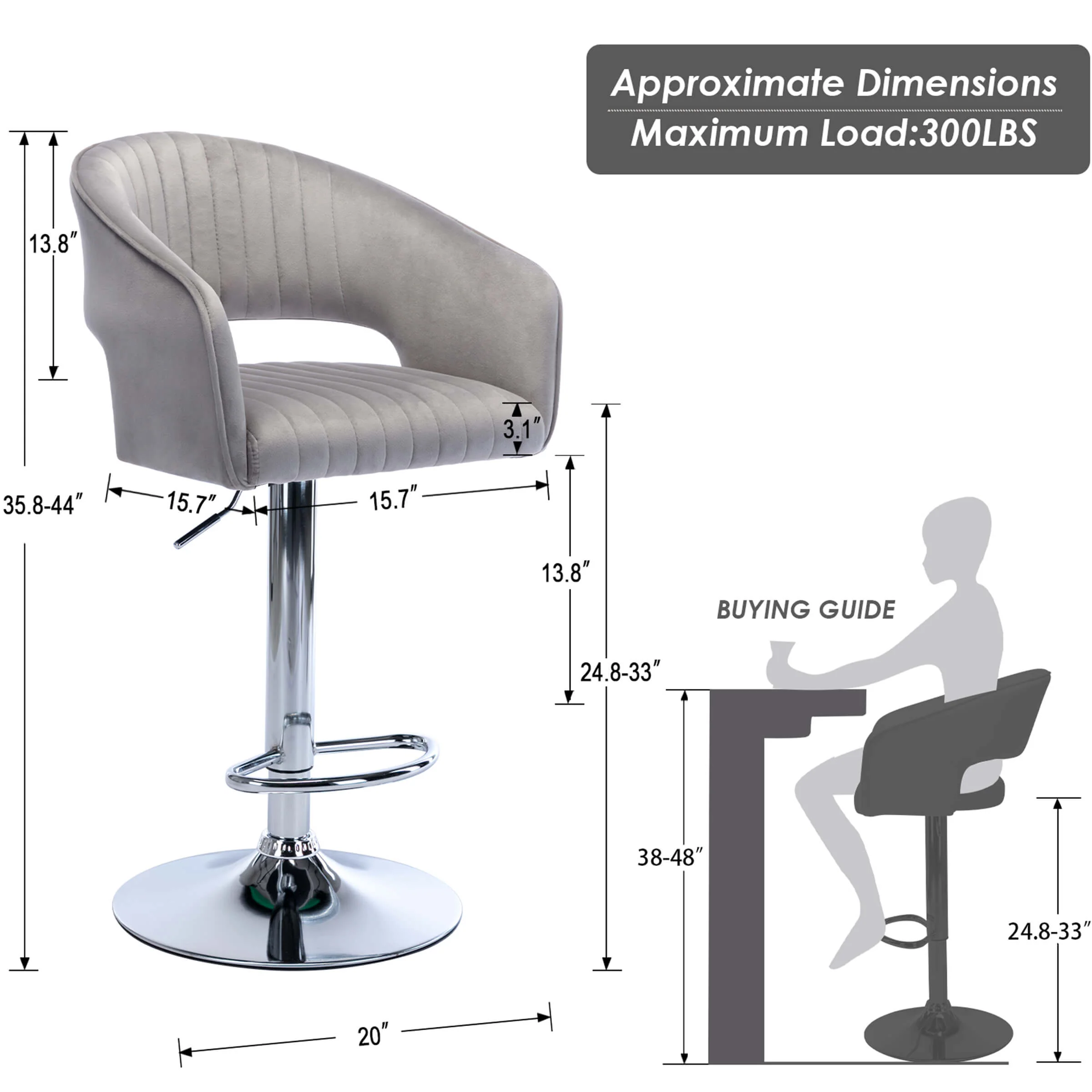 Adjustable Hollow Back Swivel Bar Stools Set of 2 - 6014AB - Image 8