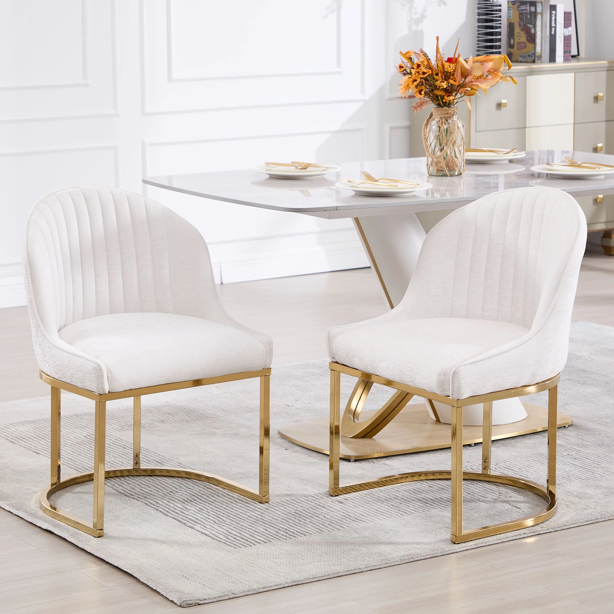 Armless Gold Legs Dinning Chairs Set of 2- 9067DC - Image 13