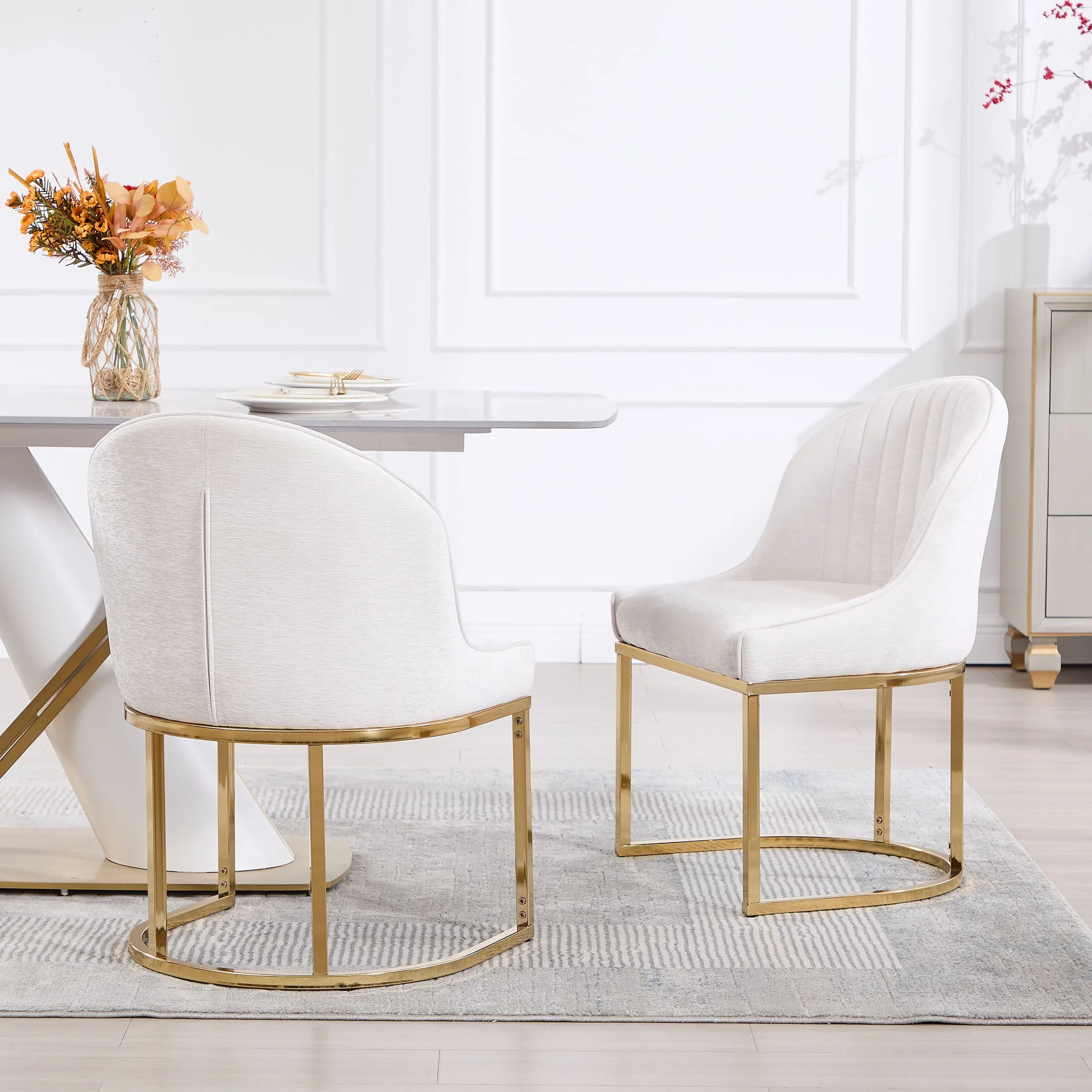Armless Gold Legs Dinning Chairs Set of 2- 9067DC - Image 14