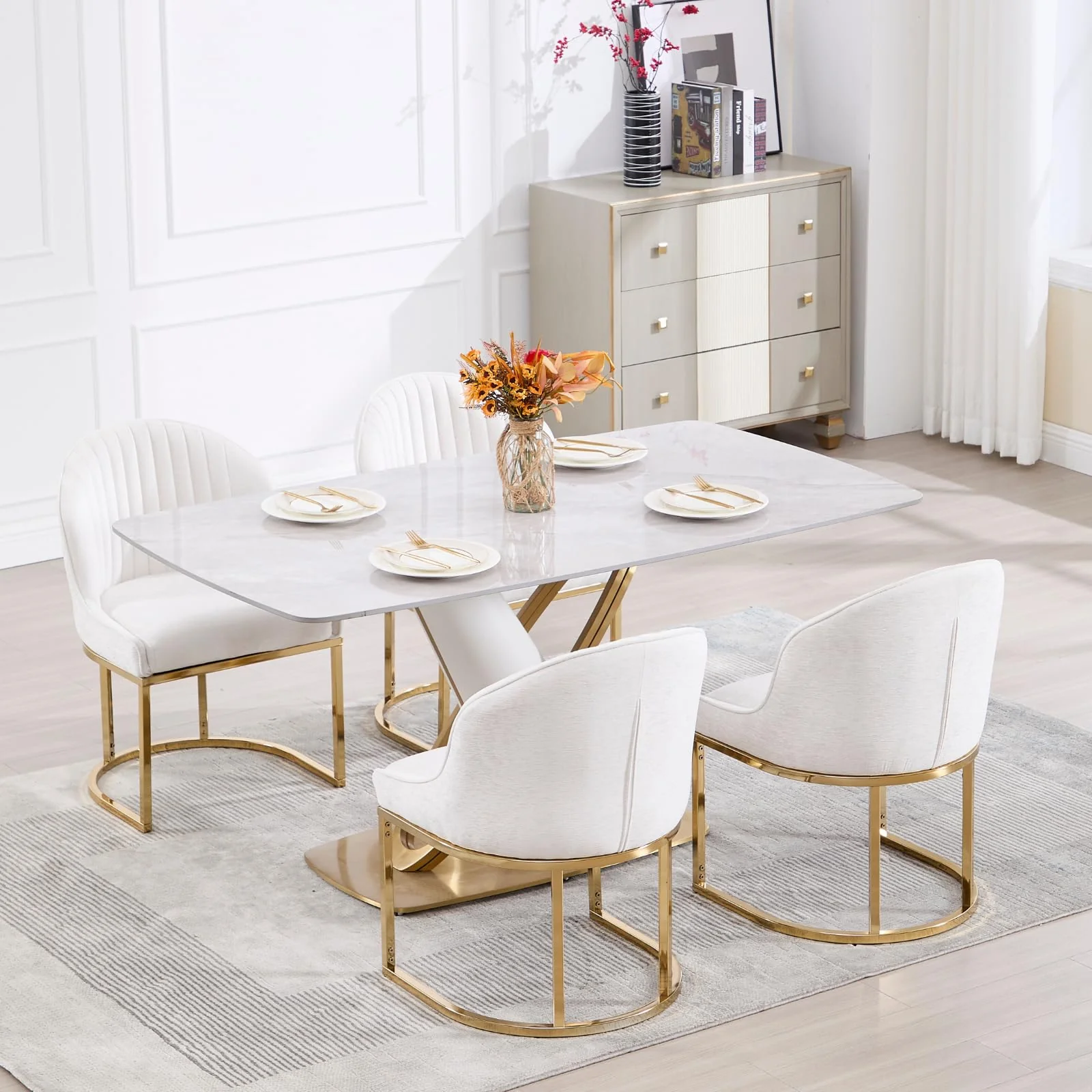 Armless Gold Legs Dinning Chairs Set of 2- 9067DC - Image 15