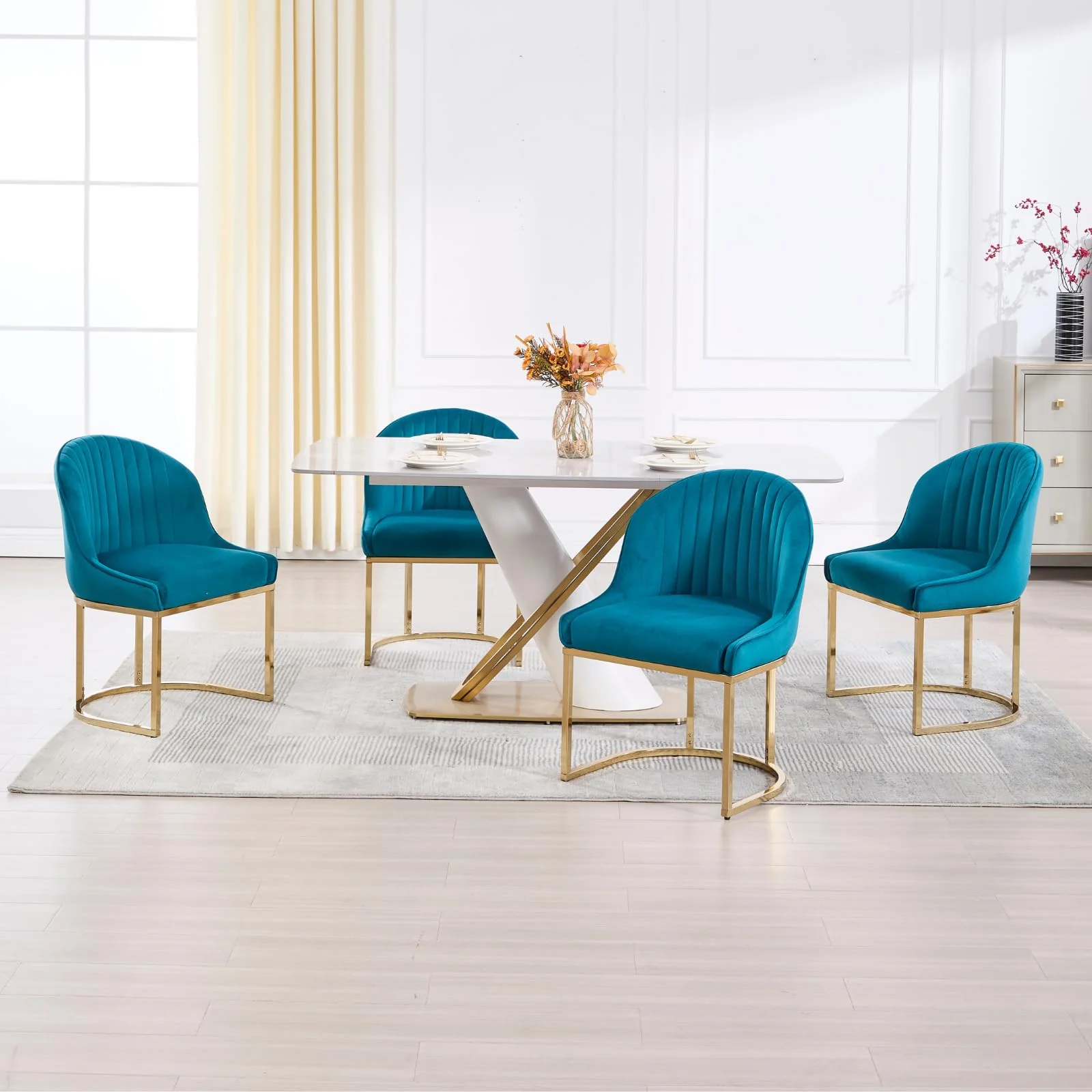 Armless Gold Legs Dinning Chairs Set of 2- 9067DC - Image 4
