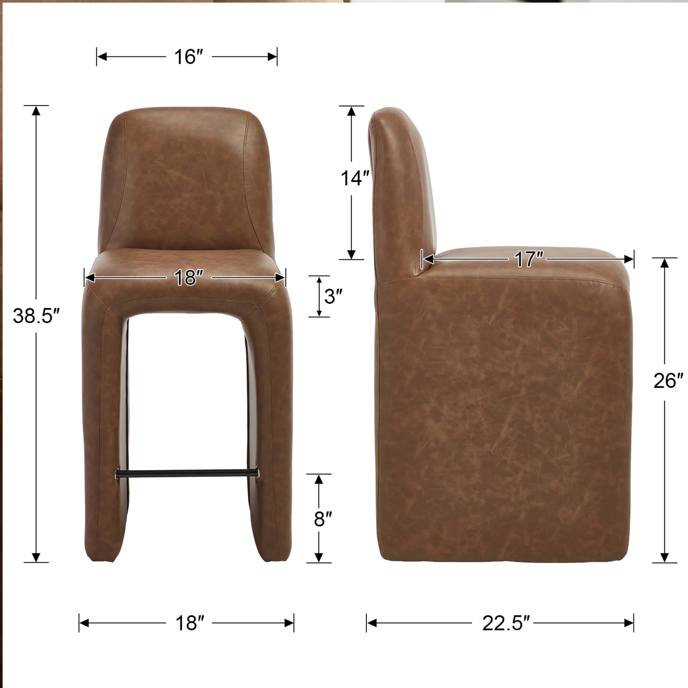 Bohemian Bar Stool with Footrest - 6049CS - Image 27