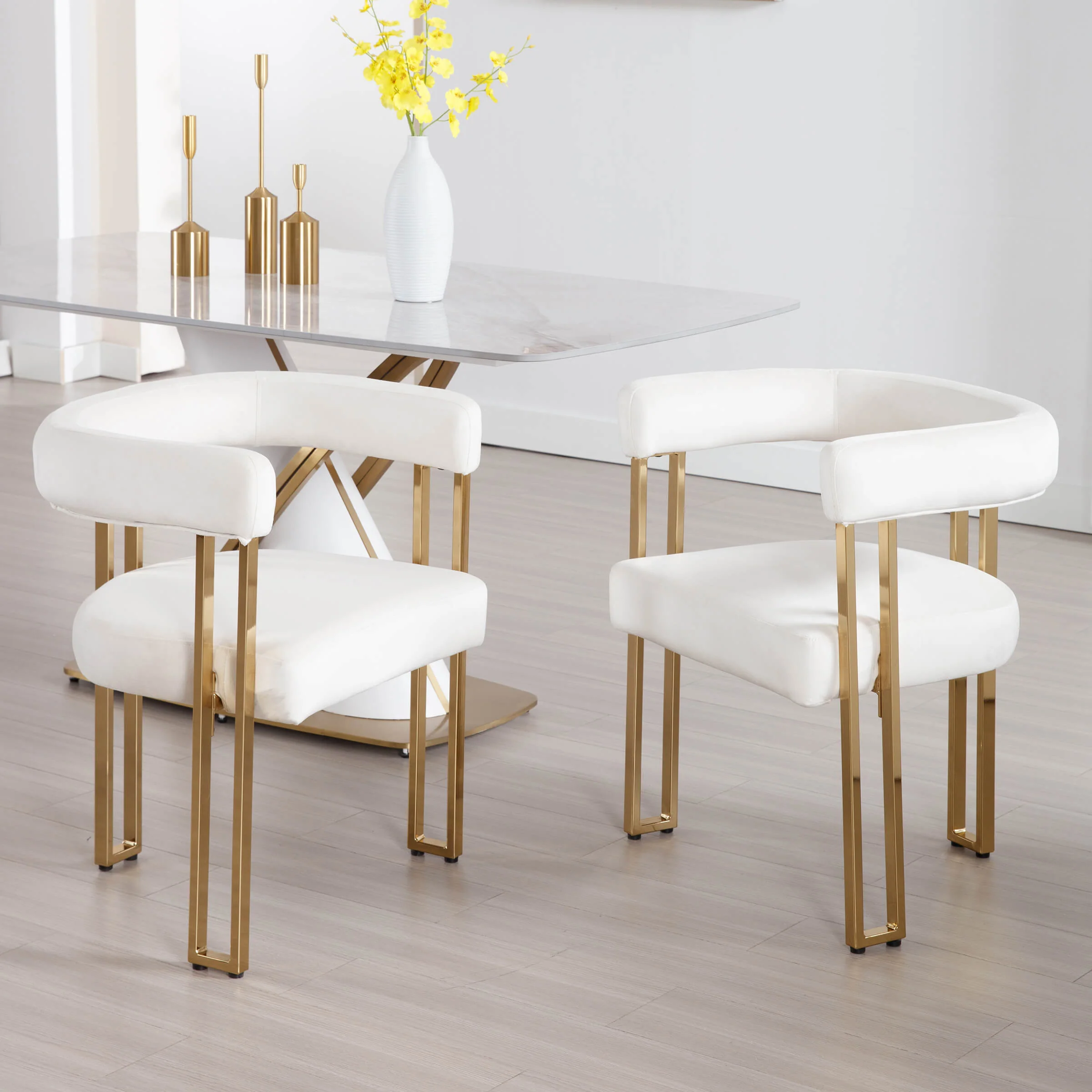 Gold Metal Legs Dining Chairs Set of 2 - 73004DC - Image 10