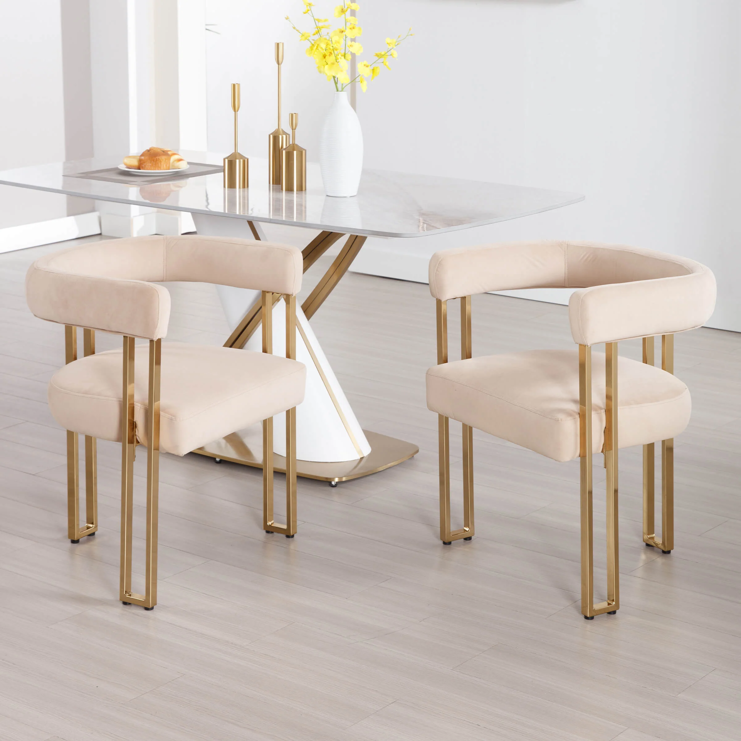 Gold Metal Legs Dining Chairs Set of 2 - 73004DC - Image 17