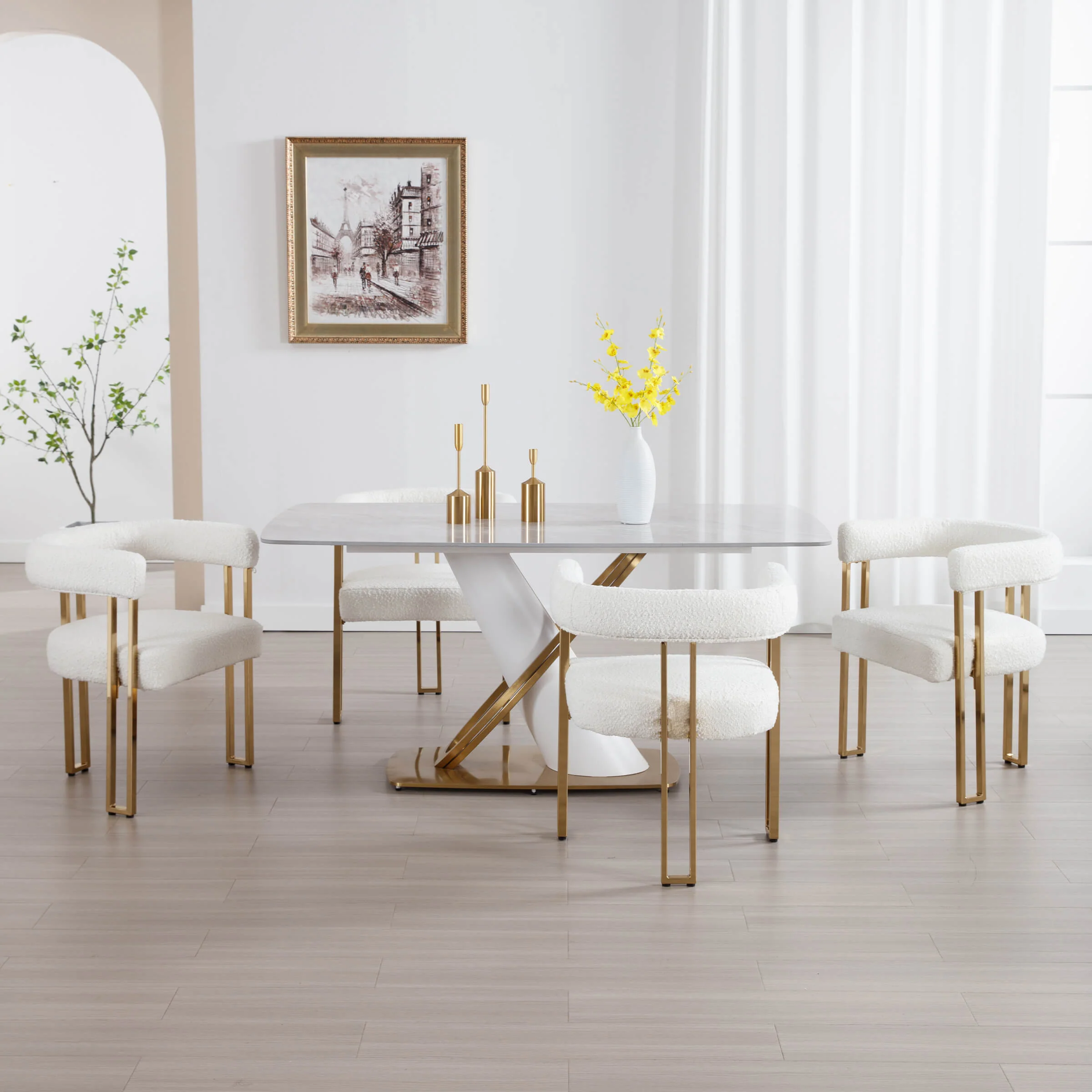 Gold Metal Legs Dining Chairs Set of 2 - 73004DC - Image 3