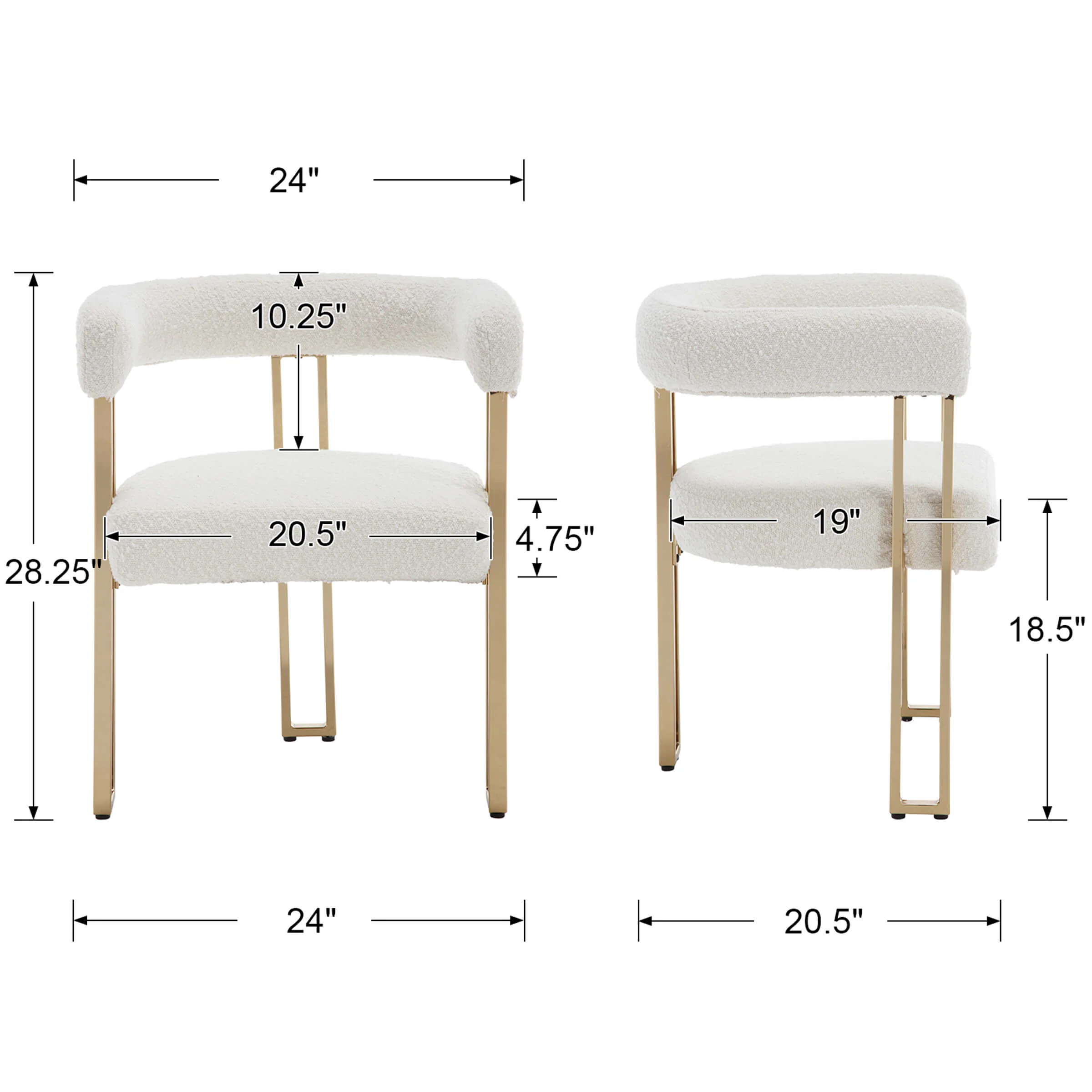 Gold Metal Legs Dining Chairs Set of 2 - 73004DC - Image 9