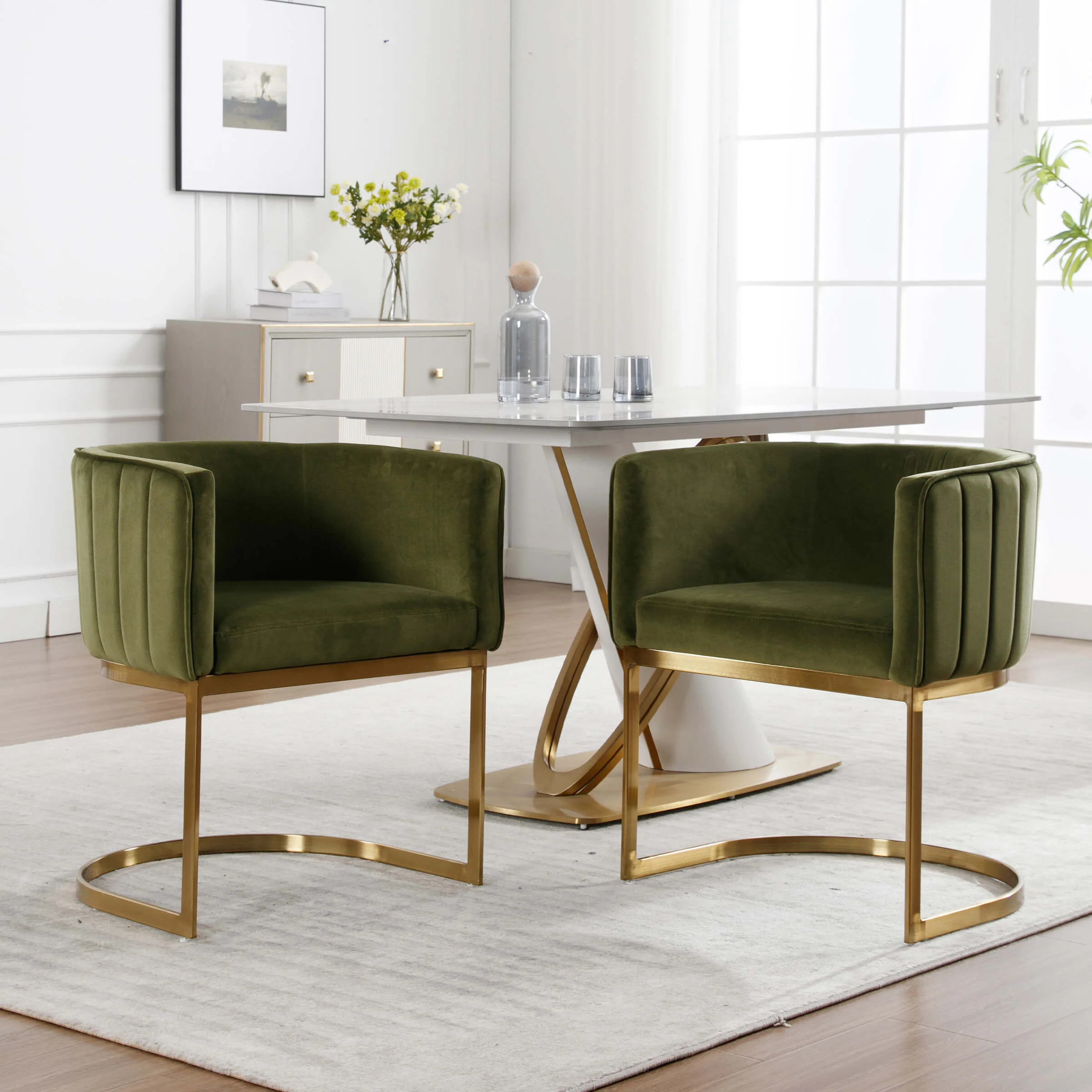 Upholstered Barrel Dining Chairs Set of 2 - 7067DC - Image 8