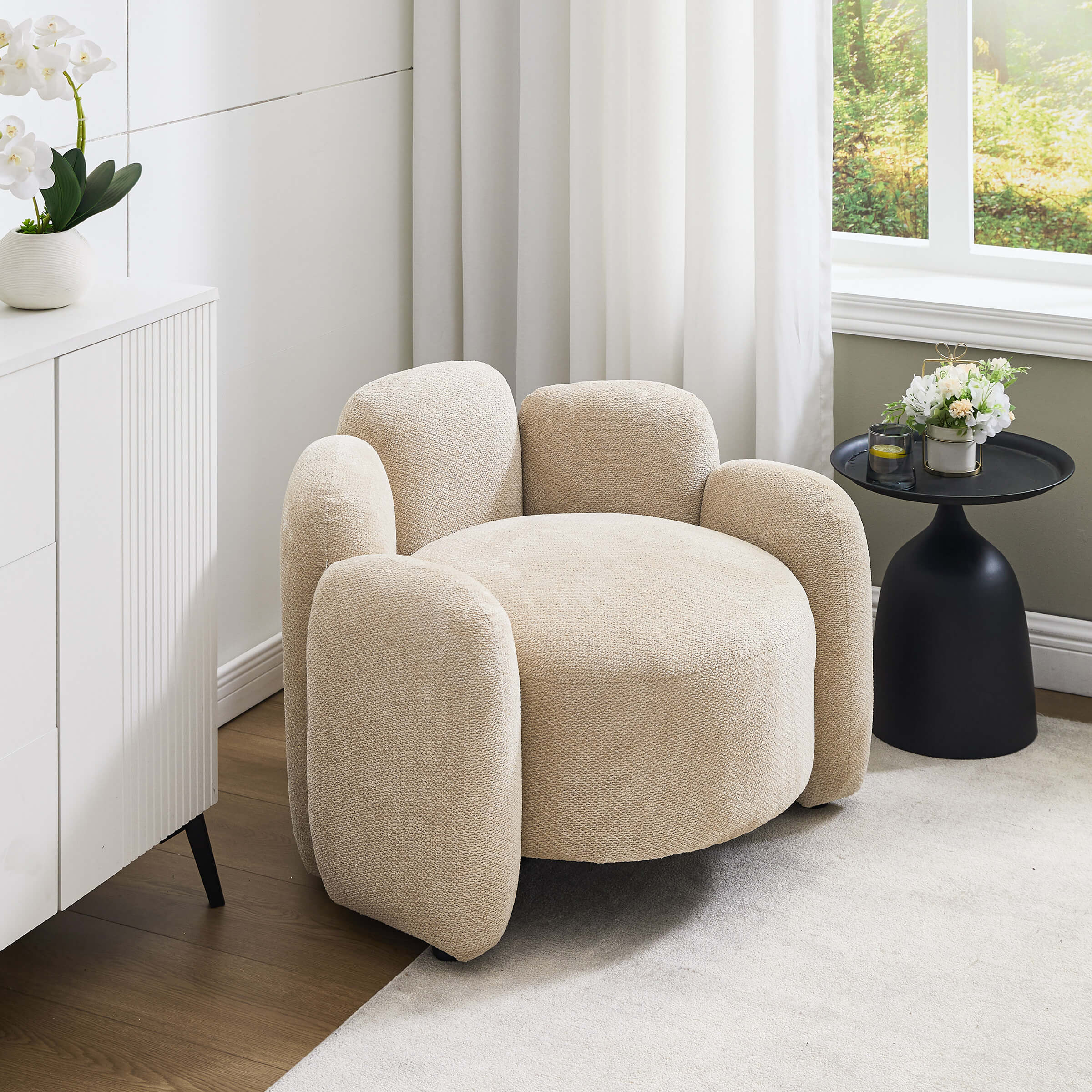 Scandinavian Style Upholstered Barrel Chair - 6629AC - Image 2
