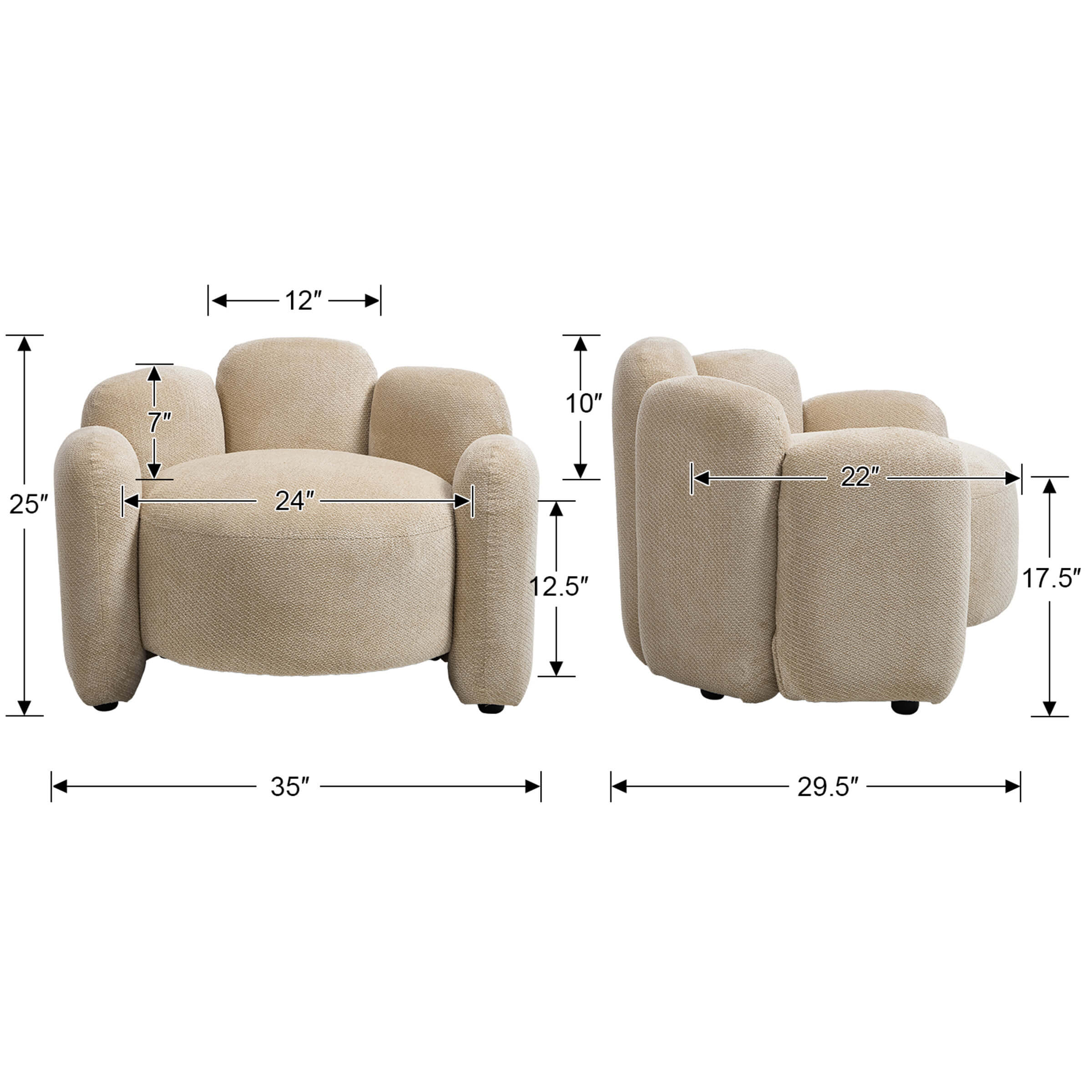 Scandinavian Style Upholstered Barrel Chair - 6629AC - Image 6