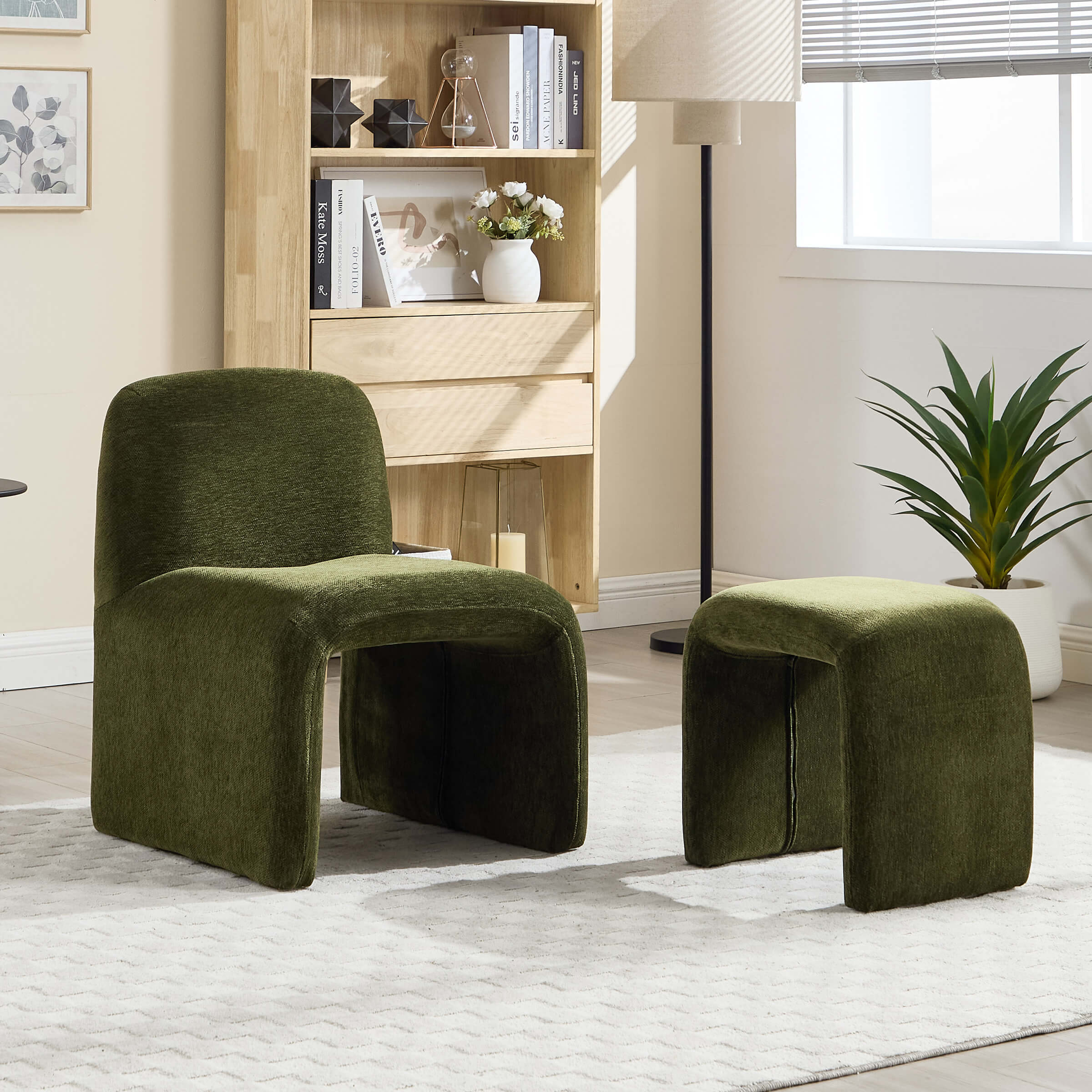 Chenille Accent Chair with Ottoman - 5010AO - Image 17