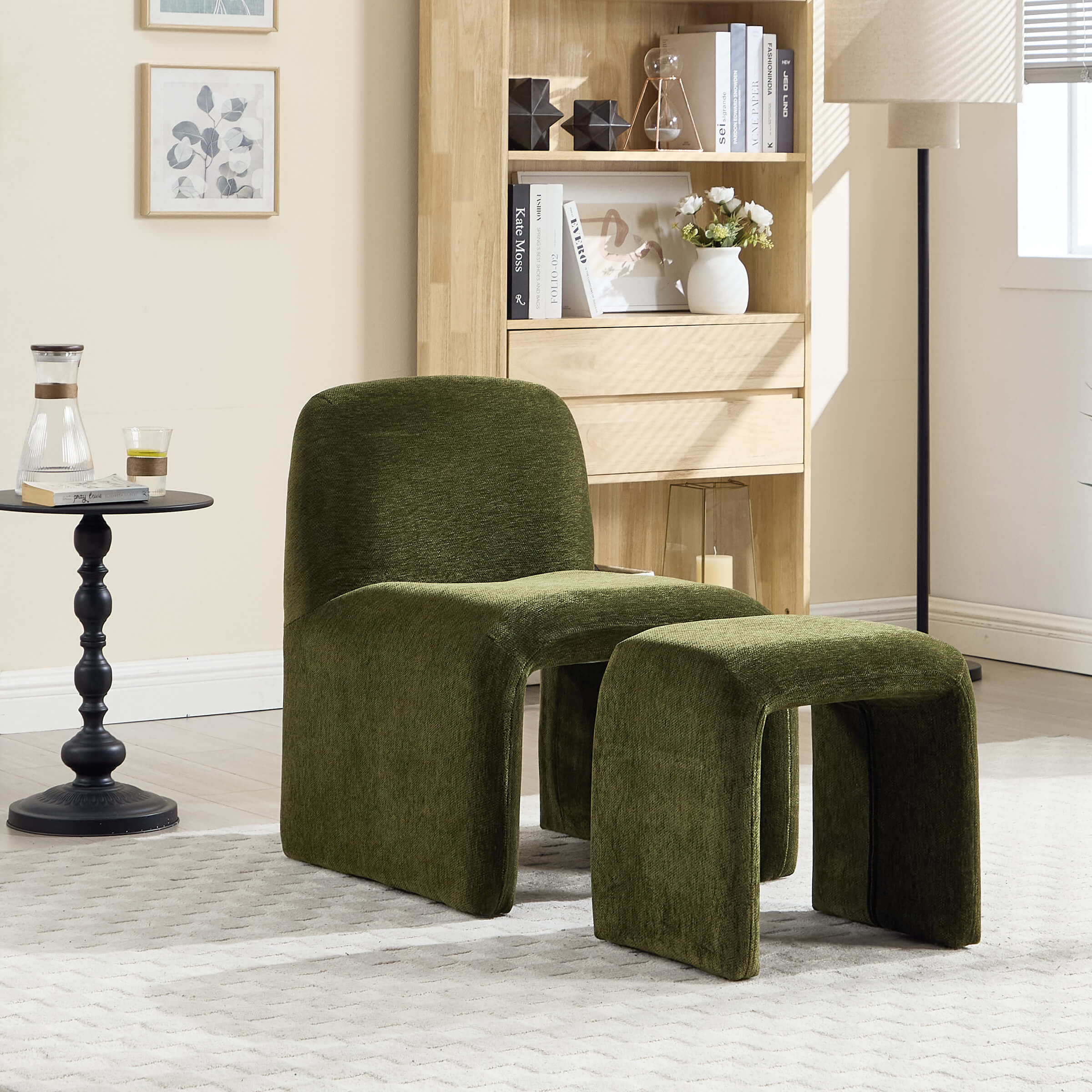 Chenille Accent Chair with Ottoman - 5010AO - Image 18