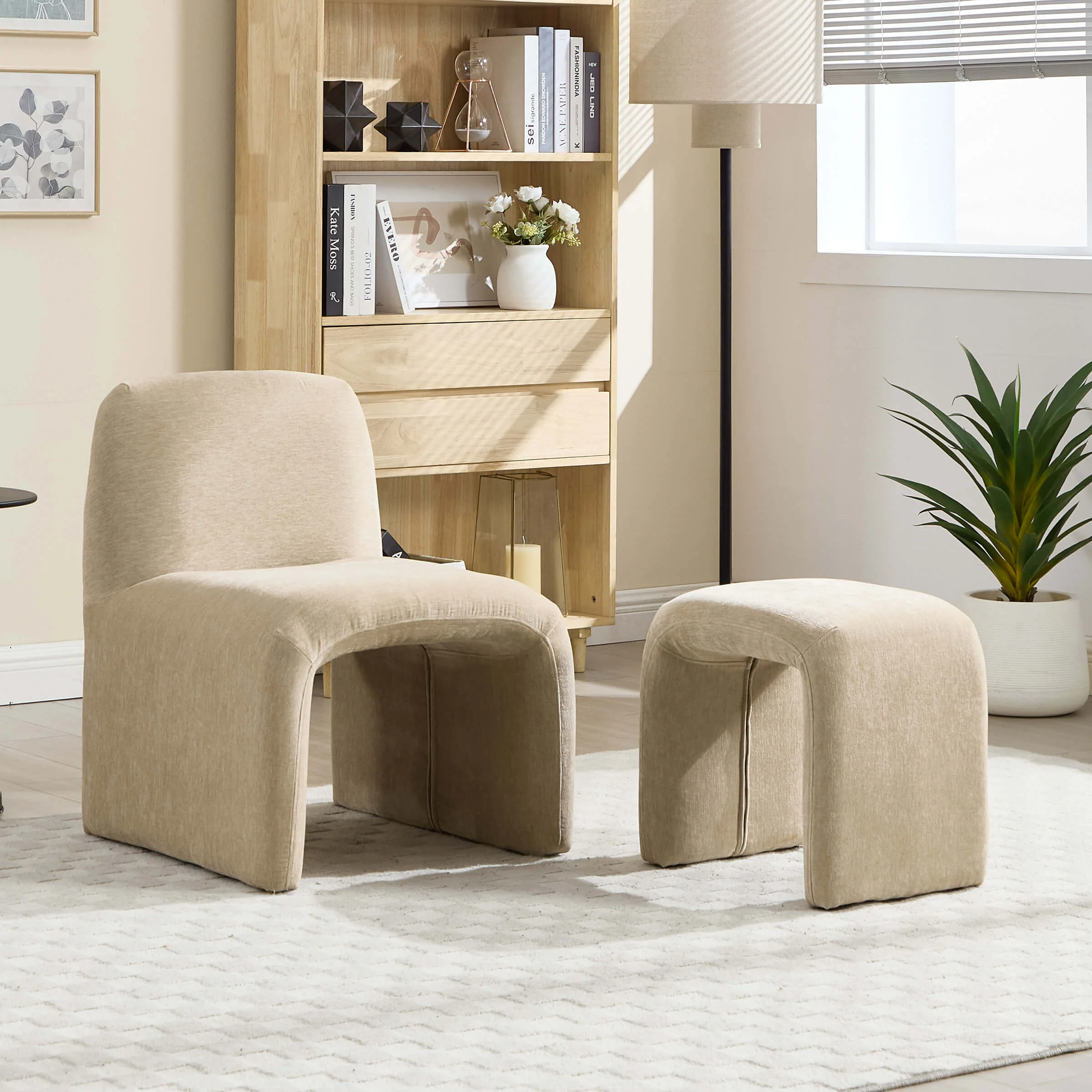 Chenille Accent Chair with Ottoman - 5010AO - Image 9