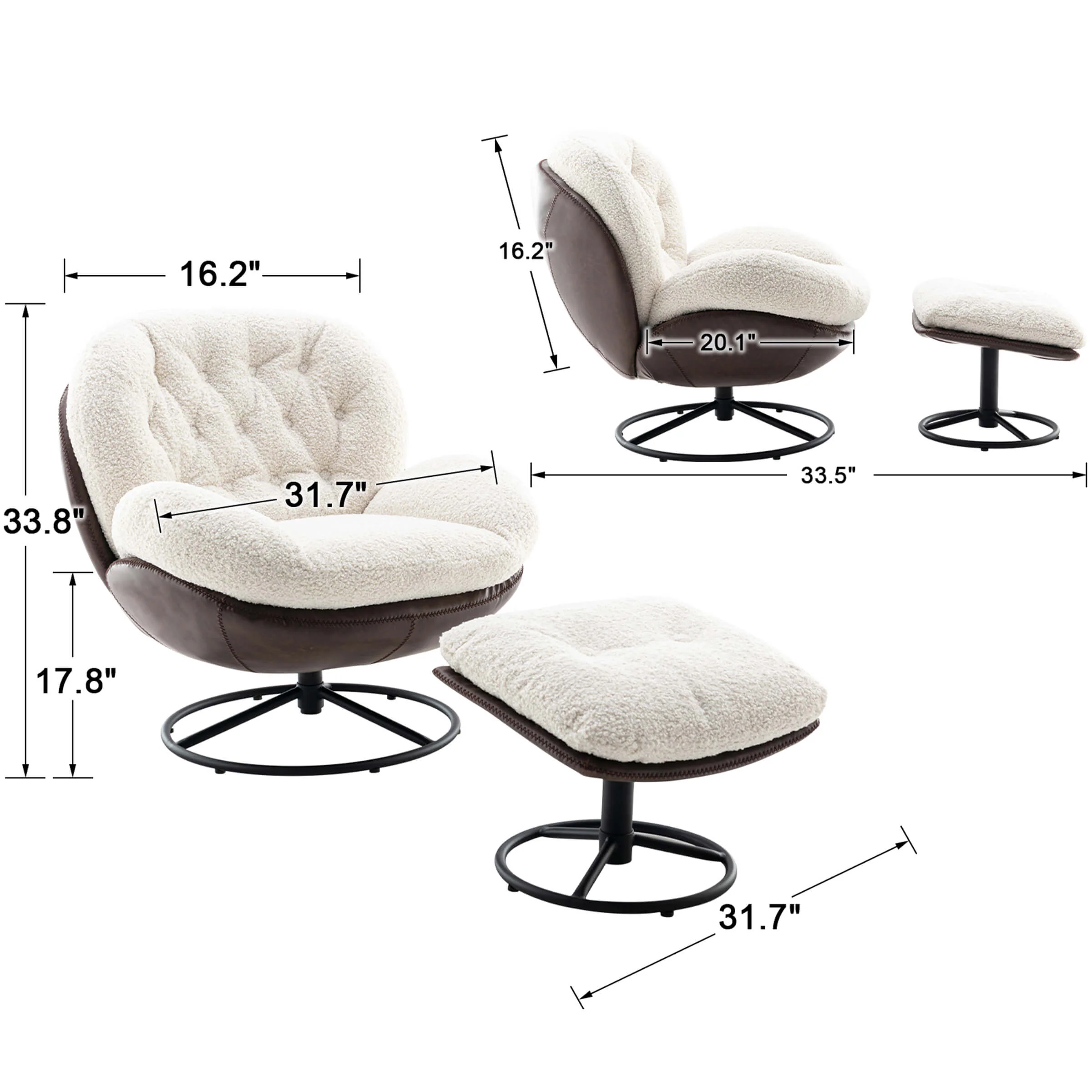 Swivel Sherpa Accent Chair with Ottoman - 18841AO - Image 11