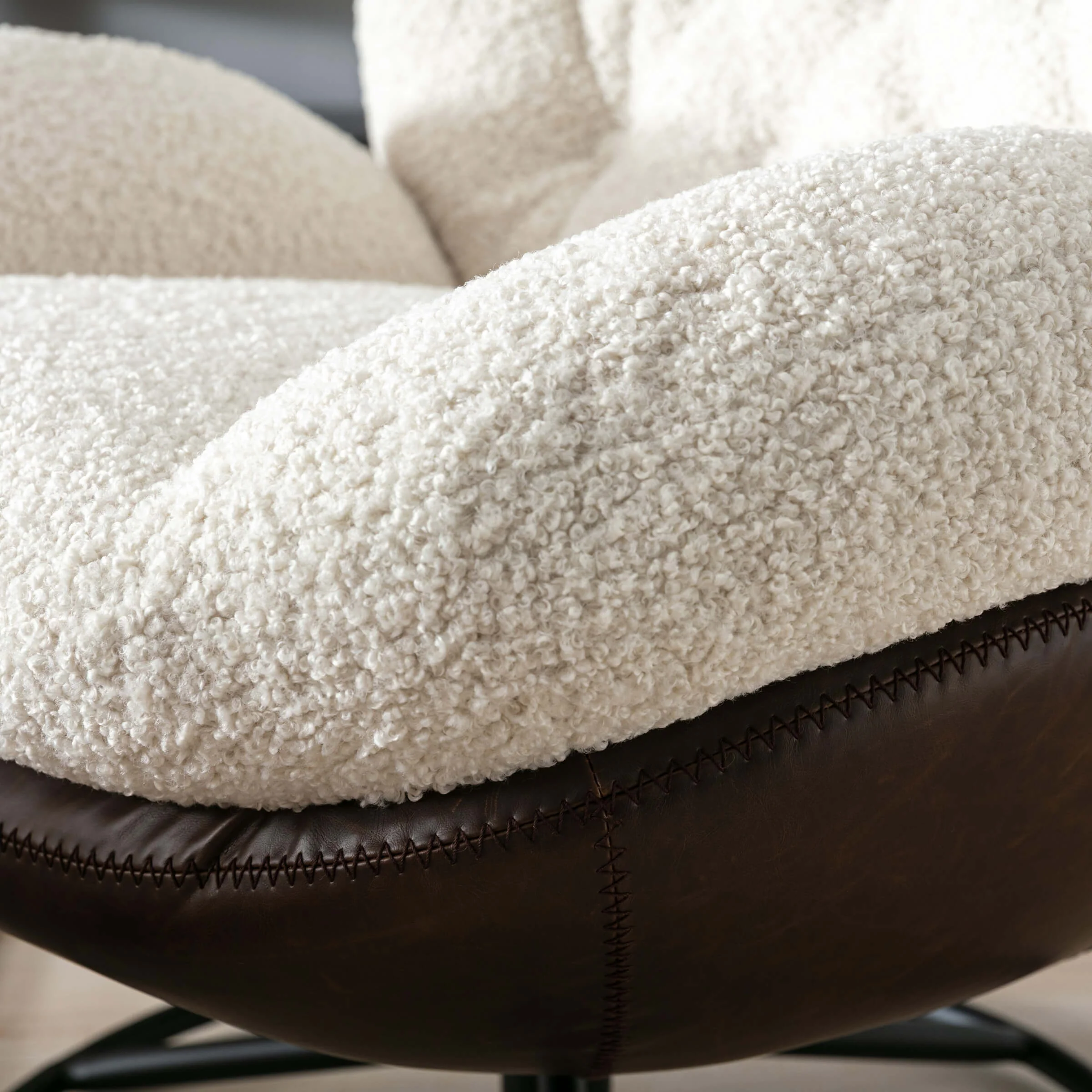 Swivel Sherpa Accent Chair with Ottoman - 18841AO - Image 6