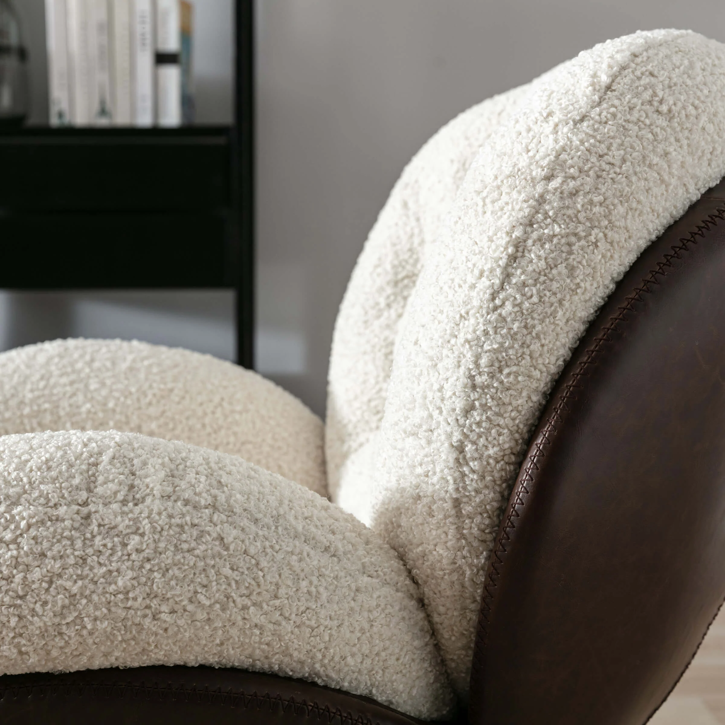 Swivel Sherpa Accent Chair with Ottoman - 18841AO - Image 7
