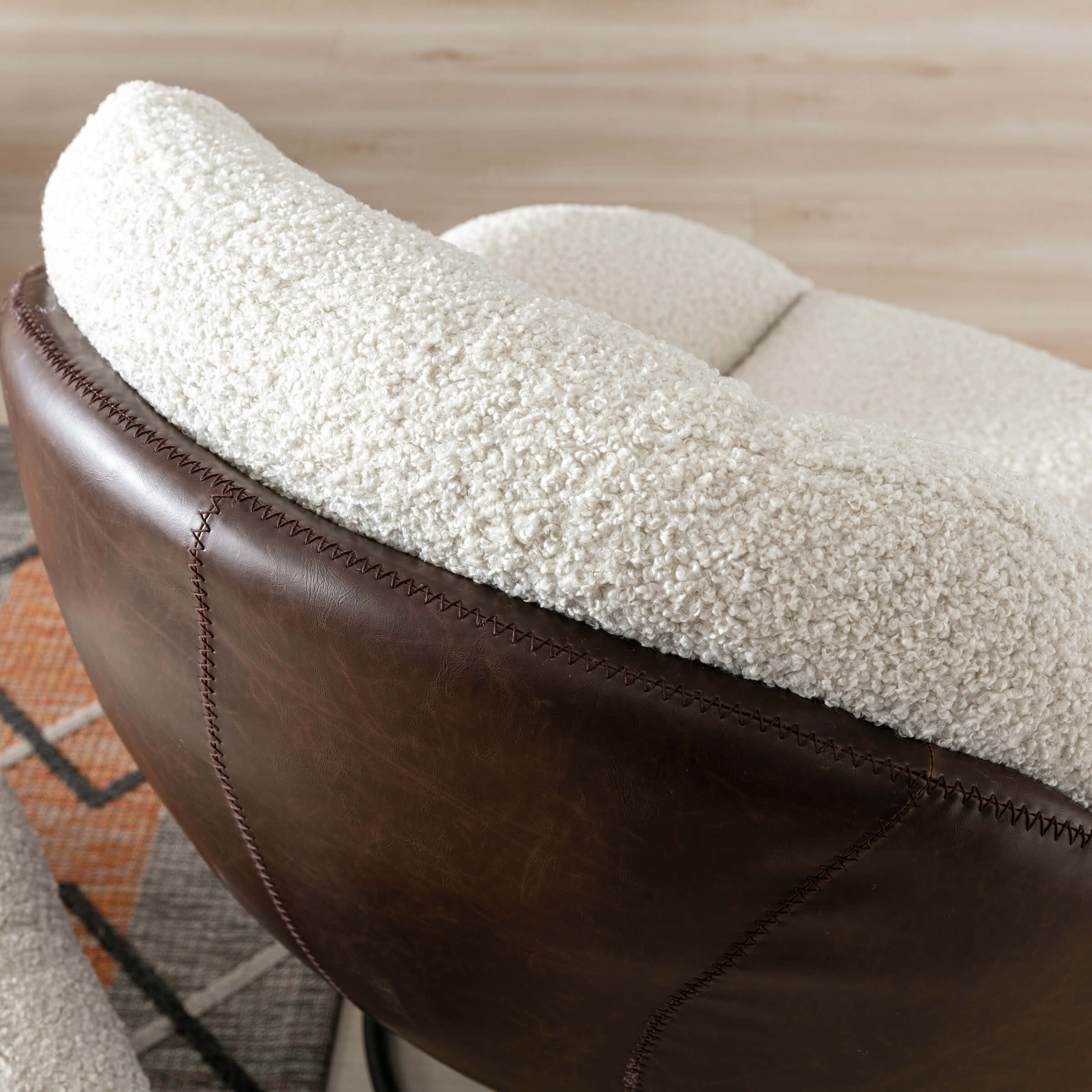 Swivel Sherpa Accent Chair with Ottoman - 18841AO - Image 8